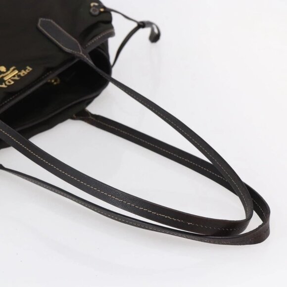PRADA Tote Bag Nylon Khaki Gold Auth bs30074 - Picture 6 of 16